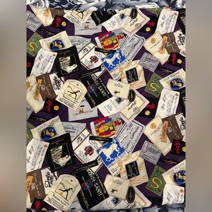 Nicole Miller Colorful Wine Label Patterned Fabric